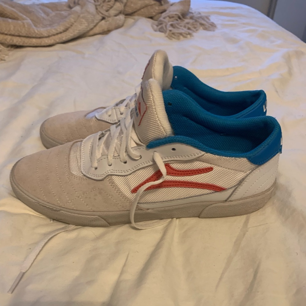 Lakai Skateboard Shoes Cambridge White/Coral Suede size 9.5